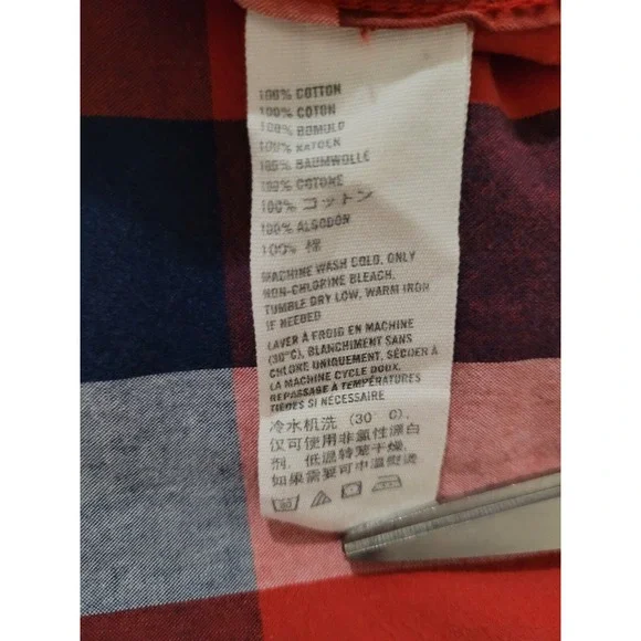 VTG Abercrombie & Fitch Men Large Flannel Plaid Muscle Shirt Y2K Preppy Red/Blue - Picture 6 of 6